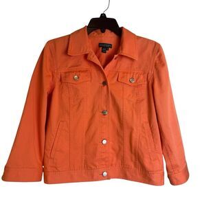 Ralph Lauren Jeans Women's M 3/4 Sleeve Denim Jacket Casual Solid Peach Preppy